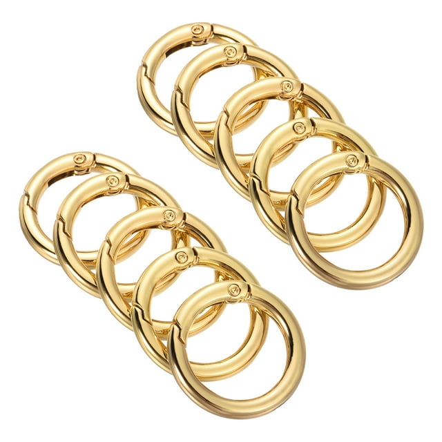 Unique Bargains Gold Round Zinc Alloy Spring Gate O Ring Snap Clip Buckle, 10 Pack