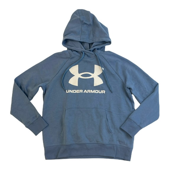 Under Armour Women's UA Rival Fleece Big Logo Pullover Hoodie, 1356318 (Mineral Blue, L)