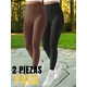 thumbnail image 5 of Pack de 2 Piezas Leggings térmicos para Mujer Pantalones Deportivos atléticos de Yoga Entrenamiento mallones UNITALLA, 5 of 9