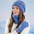 thumbnail image 2 of Bibifish 3 PCS Scarf Hat Glove Sets For Women Winter Neck Warmer Hats And Gloves Soft Thermal Knitted Lined Ladeis Scarf Hat Glove Sets, 2 of 4