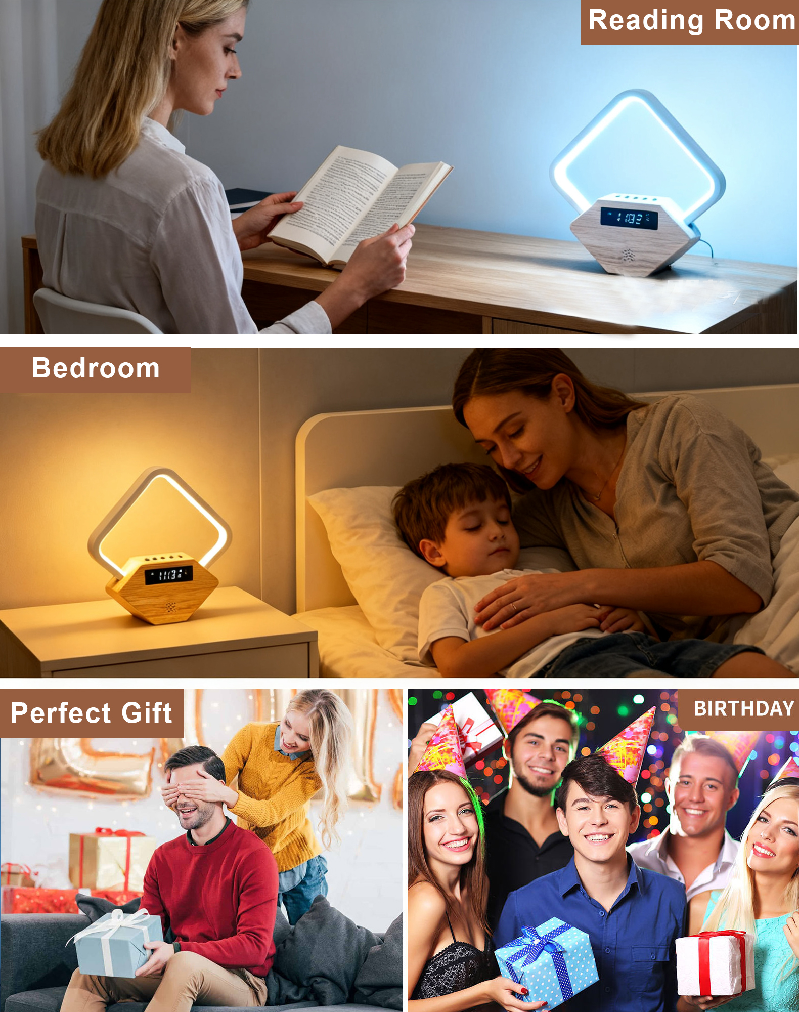 Sunrise Alarm Clock with White Noise Sound Machine, Wake Up Light for Bedrooms Heavy Sleepers Adults,Rain Thunderstorm Ocean Sleep Sounds,Bedside Lamps with Fast Charger USB C,Gift for Kid Baby