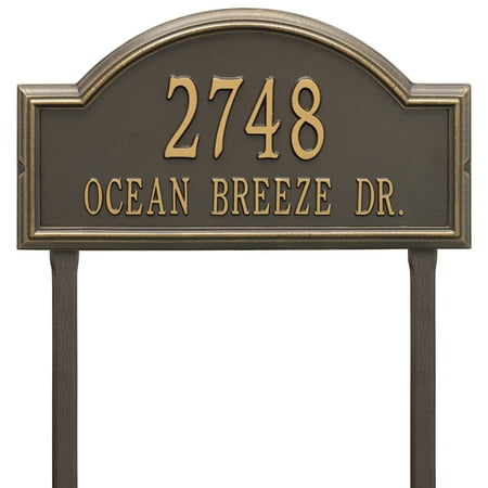 Whitehall Products 1311OG Estate Lawn Two Line Providence Arch Address Plaque, Bronze & Gold