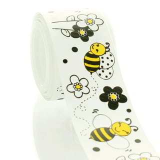 Bee Ribbon, Summer Bee Ribbon, D Stevens Bee Ribbon, Yellow Checked Bee  Ribbon, Embroidered Bee Ribbon, Bee Happy Ribbon, 4 Inch Ribbon 