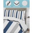 thumbnail image 4 of Quilts Twin XL Size, Navy Blue Grey Stripe Soft Comforter Bedding Set for Bed, Modern Farmhouse Vertical Striped Lightweight Quilted Bedspread with Pillow Cover(2 Pieces) for All Season, 68x98 Inch, 4 of 6