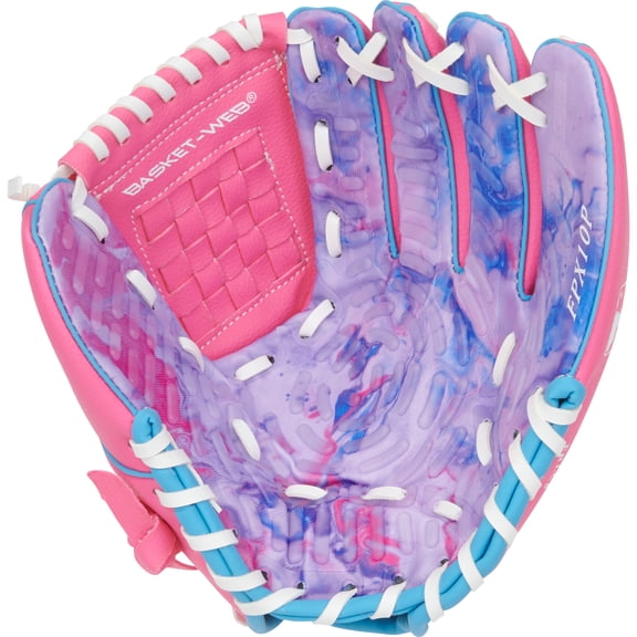 Rawlings Flex Palm Youth Softball Glove | 10-Inch | Basket Web | Pink