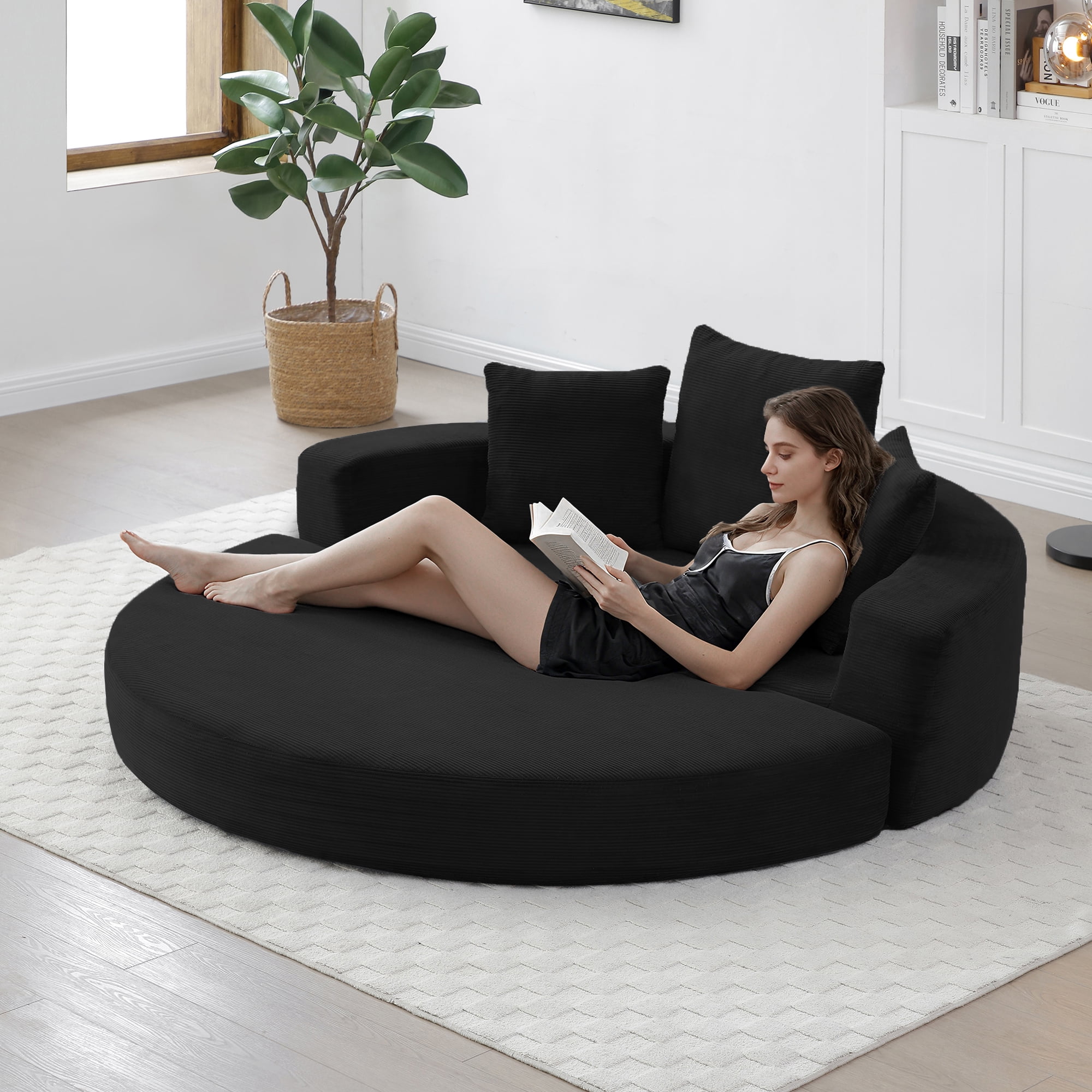 Convertible Sofa Couch Bed, Adjustable Futon Sofa, No Assembly Compressed Corduroy Floor Lounge Sofa For Apartment Office Bedroom Living Room