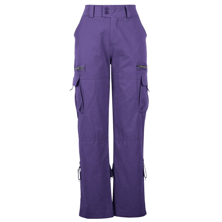 Lilgiuy Women Ladies Solid Pants Hippie Punk Trousers Streetwear Jogger  Pocket Loose Overalls Long Pants for Fishing Outdoor Activities 