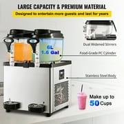 VEVORbrand Slushy Machine, 2x6 L Daiquiri Machine , Stainless Steel Frozen Drink Slush Machine, Slushie Machine ,White