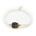 thumbnail image 1 of Grey Druzy Mini Fresh Water Pearls Elastic Bracelet in Sterling Silver, 1 of 1