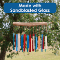 thumbnail image 3 of Blue Handworks Retro Colors Glass & Driftwood Chime - Sandblasted Glass and Found Wood Handcrafted Wind Chime for Outdoor and Garden Décor, 3 of 6