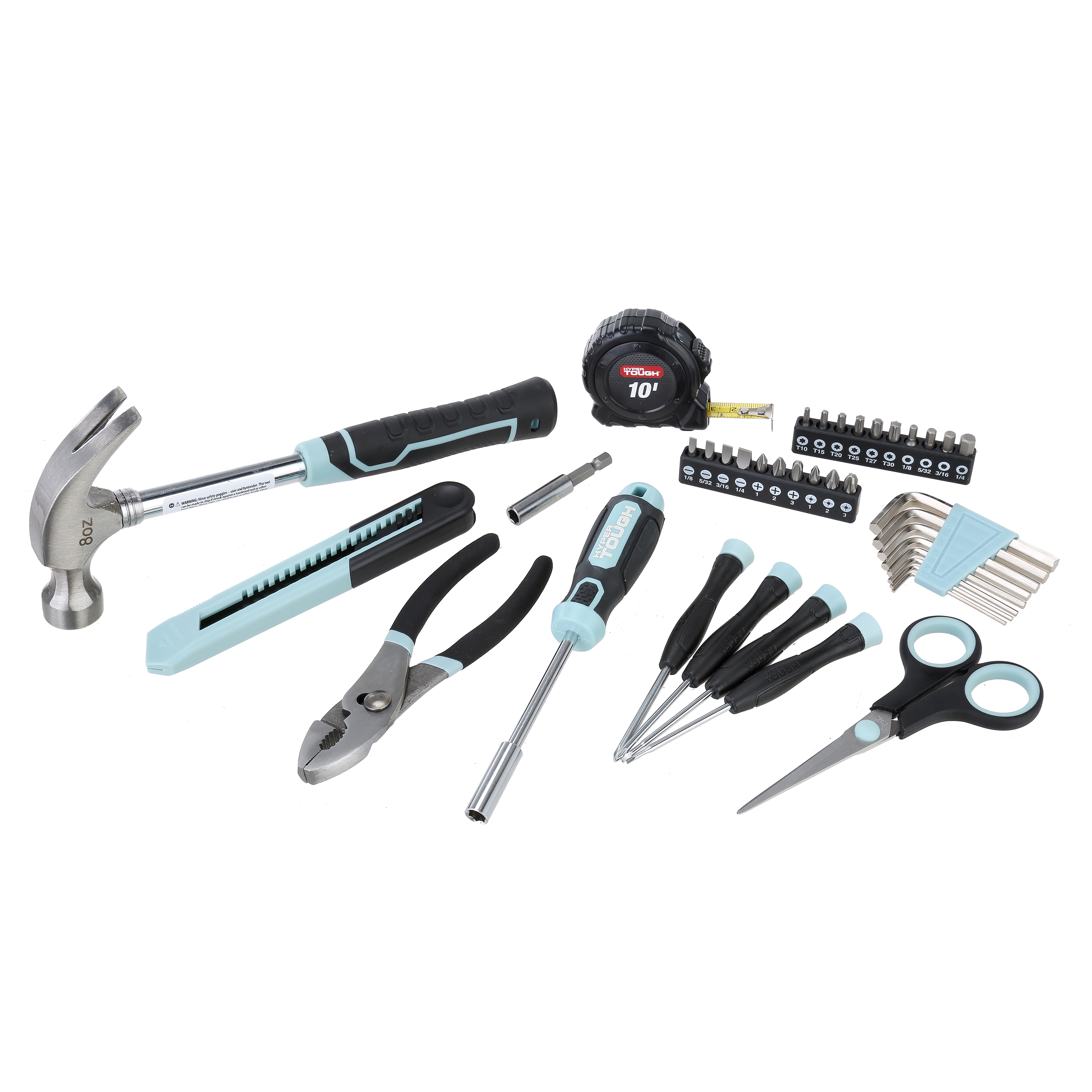 Kit de herramientas para hogar Hyper Tough de 40 piezas color espuma de mar para reparaciones básicas y proyectos de bricolaje 6