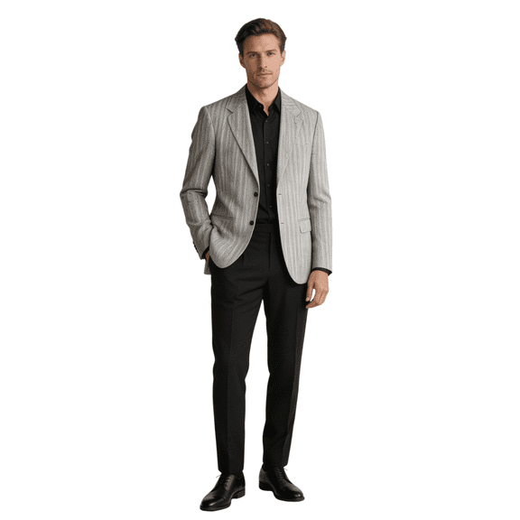 HBDesign Men's Herringbone Linen Blazer Lightweight Breathable Casual Business Suit Jacket Unstructured Sport Coat for Spring Summer