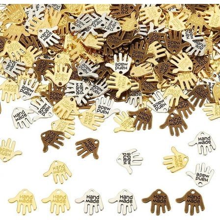 240Pcs Hand Shaped Charms 3 Colors 13mm HAND MADE Tag Signs Charms