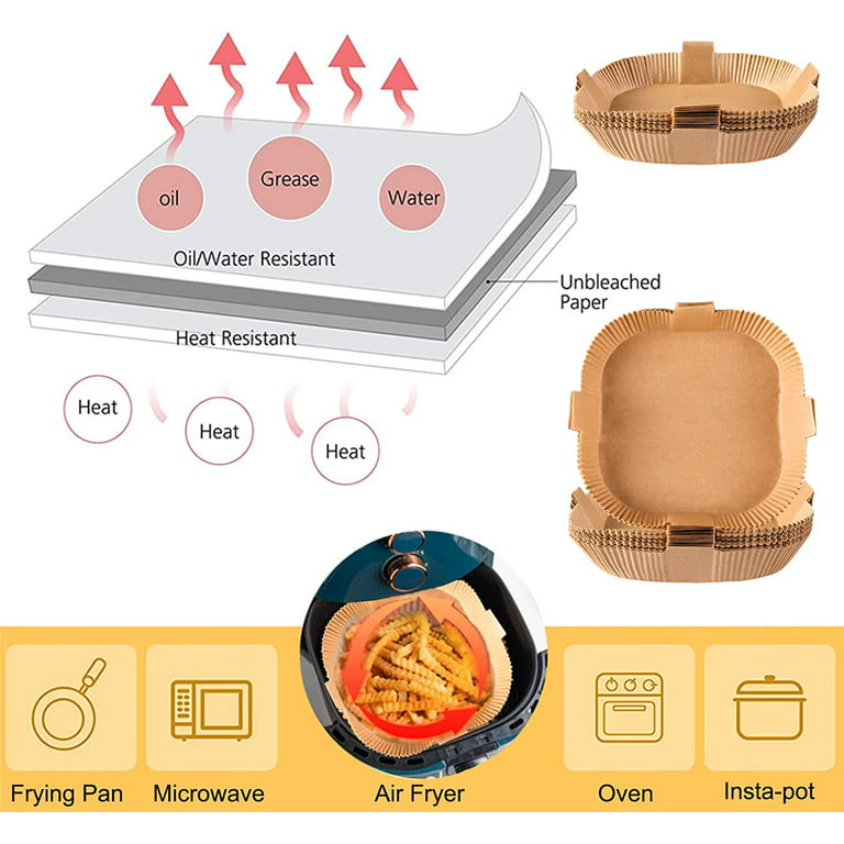 Yorcoten 100PCS Air Fryer Disposable Paper Liner, 7.9Inch Round Airfryer  accessories Natural Parchment Paper Non-Stick Air Fryer Liners Cooking Paper  for Baking Roasting Microwave Frying 