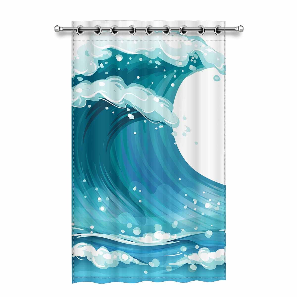 MKHERT Ocean Wave Blackout Window Curtain Drapes Bedroom Living Room