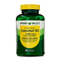 Spring Valley Extra Virgin Coconut Oil General Health & Wellness Dietary Supplement Softgels, 1,000 mg, 90 Count