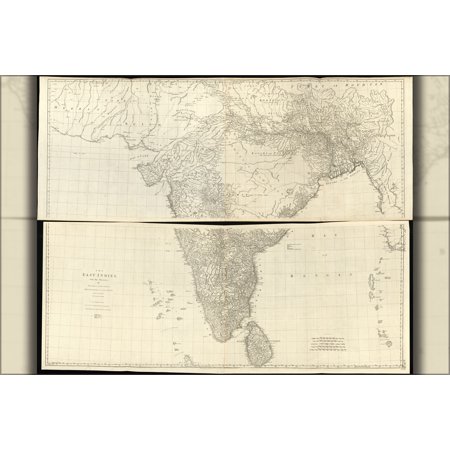 24"x36" Gallery Poster, road map of india 1768