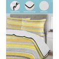 thumbnail image 4 of Quilts Full Size Bedding Set, Yellow Nordic Style Stripes Lightweight Quilted Comforter, Yellow Gray Texture Soft Reversible Bedspread Coverlet with Pillow Covers for All Season, 78" x 90", 4 of 7