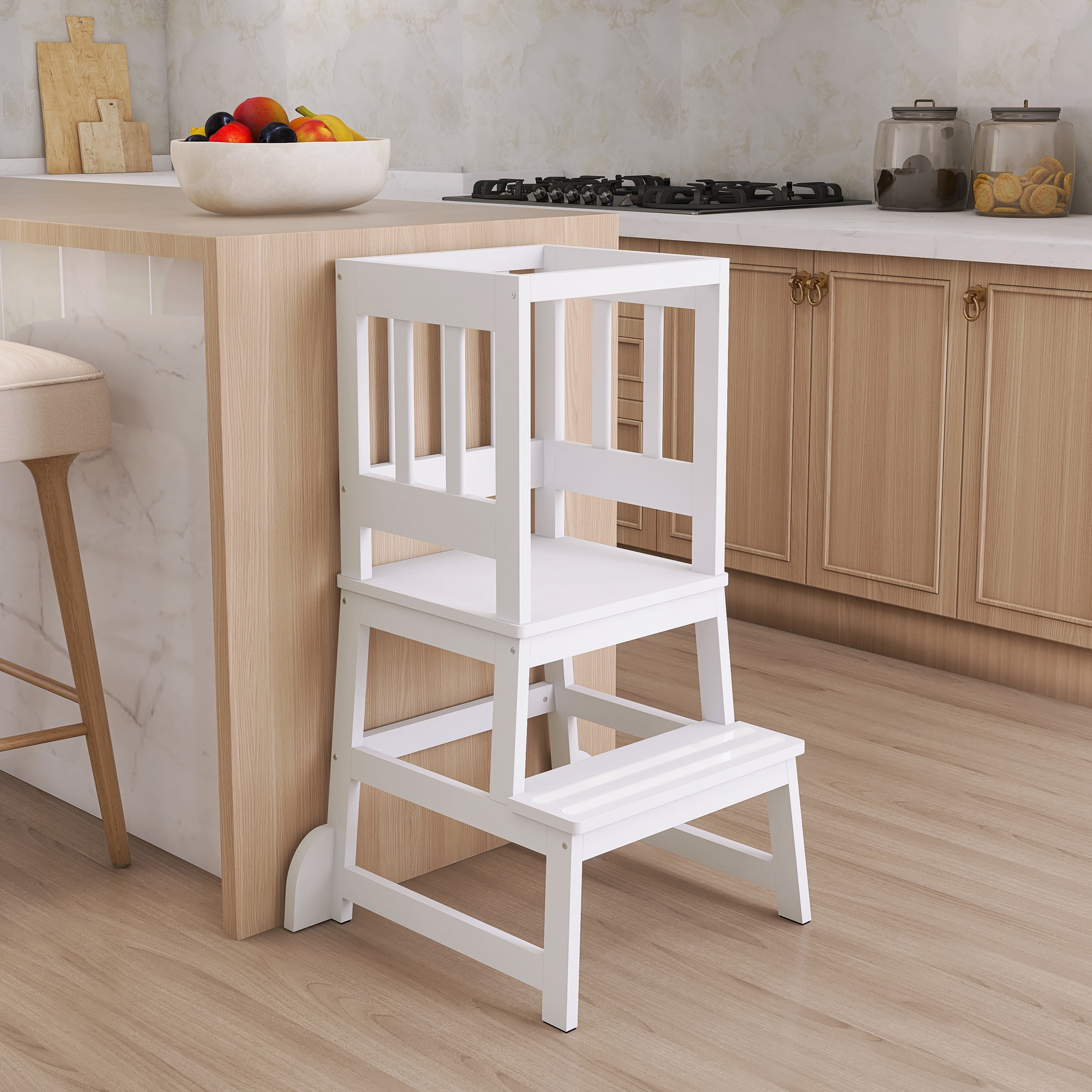 Dream On Me 2-in-1 Funtastic Tower and Step Stool, Easy to Assemble, White