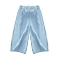thumbnail image 4 of ZKIRBJV Shorts for Girls Size 10-12 Summer Beach Elastic Jeans Shorts Little Girls Plus Size Solid Color Midi Shorts with Pockets Light Blue 5-6 Years, 4 of 5