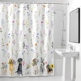 thumbnail image 6 of Spring Floral Dog Shower Curtain with Hooks, Rustic Black Gray Puppy Pink Flower Animal Water Repellent Shower Curtains for Bathroom Decor Sturdy Shower Curtain, Machine Washable 36x72 Inch, 6 of 9