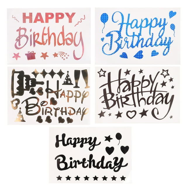 5 pegatinas de letras para fiestas de cumpleaños, ideales para decorar globos.