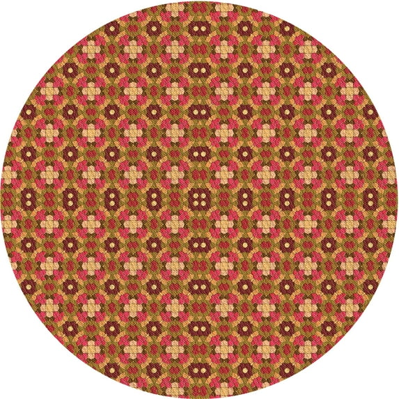 Ahgly Company Indoor Round Patterned Carrot Orange Area Rugs, 5' Round