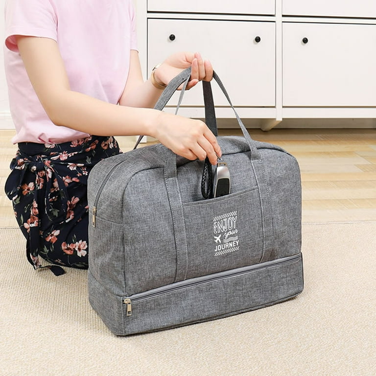 Homerr Travel Bag Travel Tote Bag Travel Duffel Bag with Bottom Shoe Compartment Smooth Zipper Widened Hand Straps Waterproof Lining