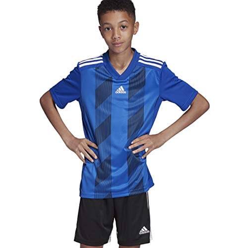 adidas Juniors' Striped 19 Soccer Jersey, Bold Blue/White, Large
