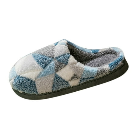 

Dainzusyful Slippers For Men Platform Slippers Couple Men s Winter Indoor Home Plus Velvet Warm Thick Bottom Non Slip Cotton Slippers Slippers Navy