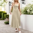thumbnail image 2 of XIAONU Square Neck Tank Maxi Dress for Women High Waist Pleated Flowy Sleeveless Long Dress, 2 of 4