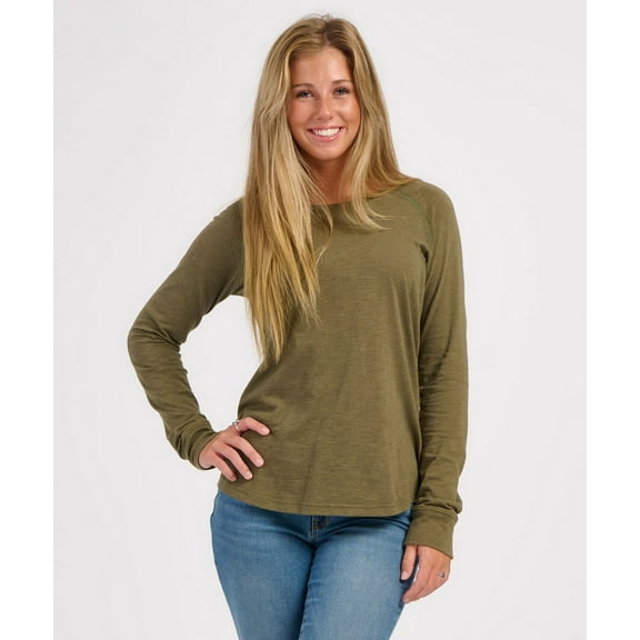Boxercraft BW3166 Women's Solid Preppy Patch Tee-Olive-XXS