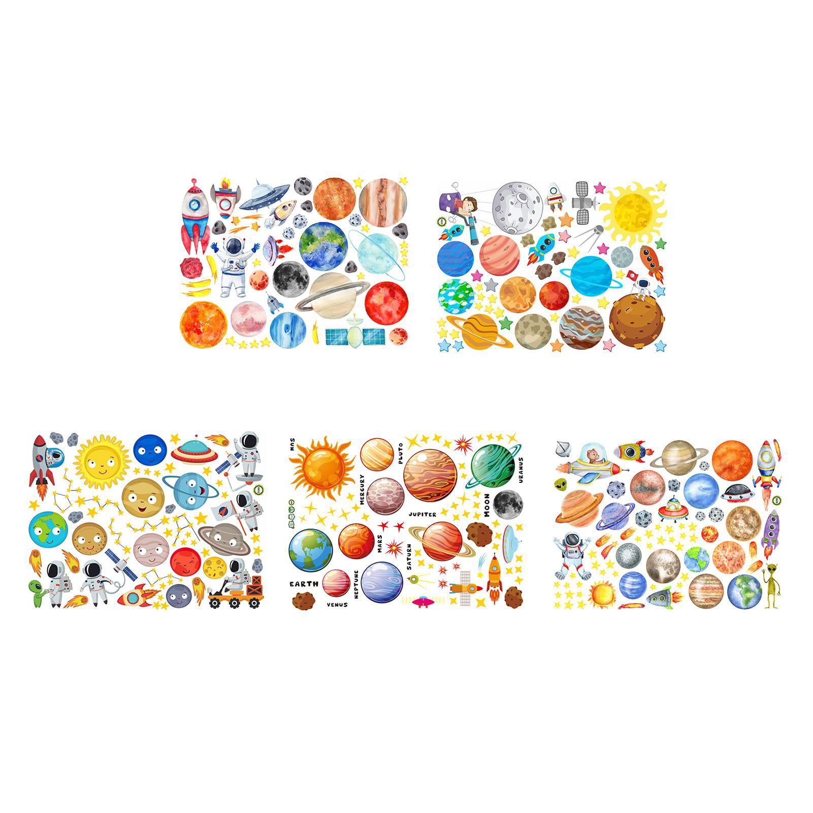 49Pcs/Pack Outer Space Stickers Toys for Kids UFO Alien Rocket Planet Sticker 