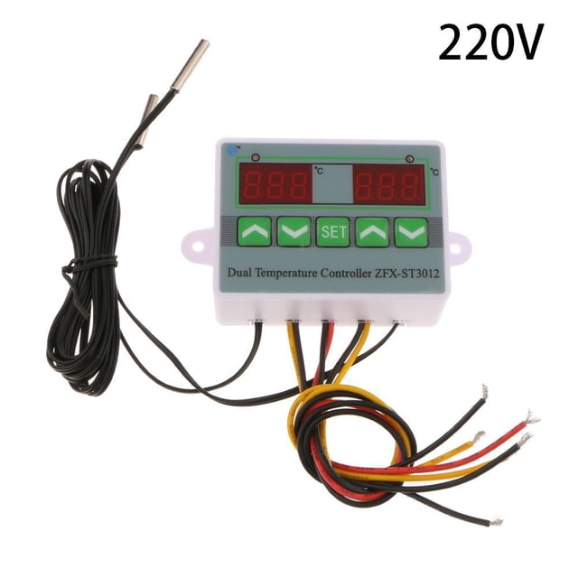 Bgsha Contrôleur de Température Numérique Double Sorties Relais THERMOSTAT 12V 24V DC 220V