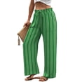 thumbnail image 4 of Wide Leg Pants Woman Flowy Palazzo Drawstring Elastic Waist Trousers with Pockets Casual Lounge Green L, 4 of 4