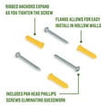 thumbnail image 2 of Hillman Multi-Material Ribbed Anchor Screws, #4-6 x 7/8", Plastic and Steel, 10 lbs, Yellow, 40 sets, 2 of 9