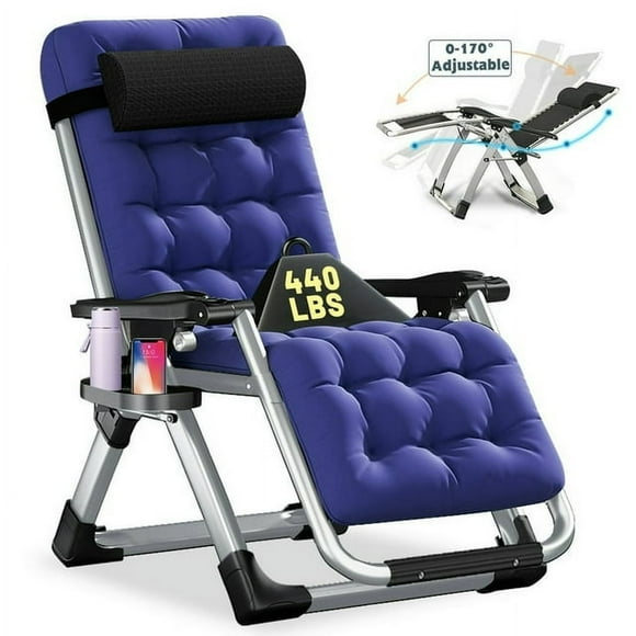 ABORON Zero Gravity Chair, Premium Outdoor Lawn Folding Lounge Chairs, Sturdy Adjustable Reclining Patio Chairs with Soft Cushion, Headrest & Tray, Support 400lbs