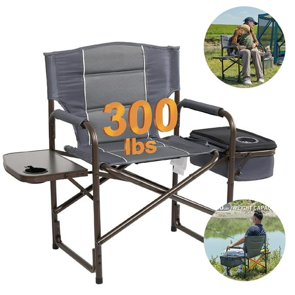 SUGIFT Double Folding Camping Chairs with Adjustable Umbrella, Blue