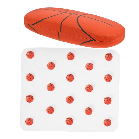 OUNONA Kids Eyeglass Case with Basketball Design, Protective Glasses Box with Cleaning Cloth for Boys and Girls Students
