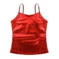 thumbnail image 3 of Rswnyirn Kids Girls Shiny Crop Top Ballet Latin Belly Dance Cami Tank Top Performance Costume Red 4, 3 of 7