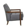 thumbnail image 5 of Lenie Accent Armchair- Button Tufted Dark Gray Leather- Brown Wood, 5 of 6