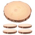 thumbnail image 1 of GOOHOCHY 5 rodajas de madera redondas de 14-15 cm, rodajas de madera natural para manualidades, proyectos de bricolaje y centros de mesa. Discos de corteza natural para hacer posavasos., 1 of 8