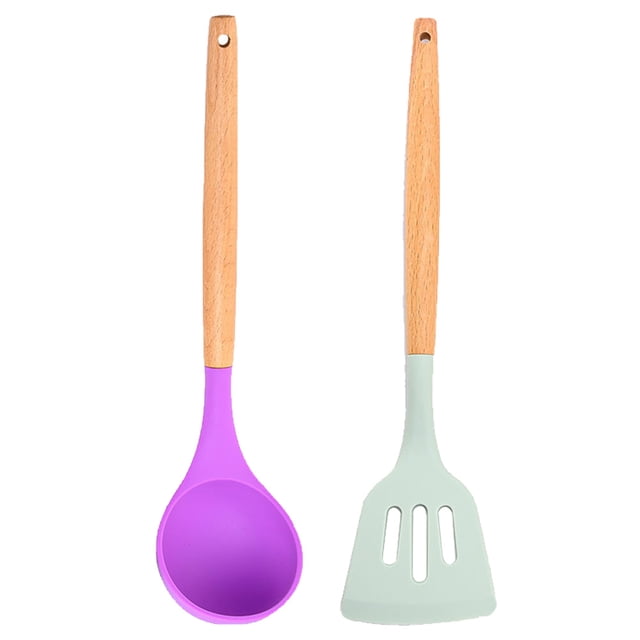 BPA liberan el silicón antiadherente que cocina los utensilios de cocina con la manija de madera, artilugios de cocina a prueba de calor