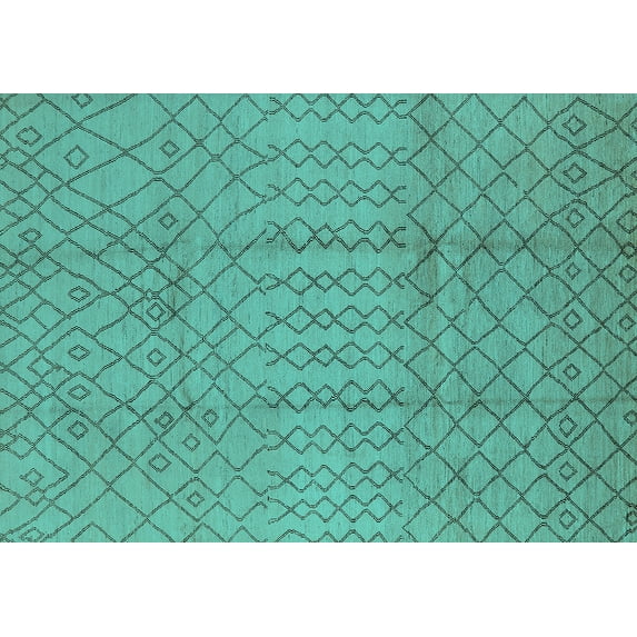 Ahgly Company Machine Washable Indoor Rectangle Oriental Turquoise Blue Industrial Area Rugs, 2' x 5'