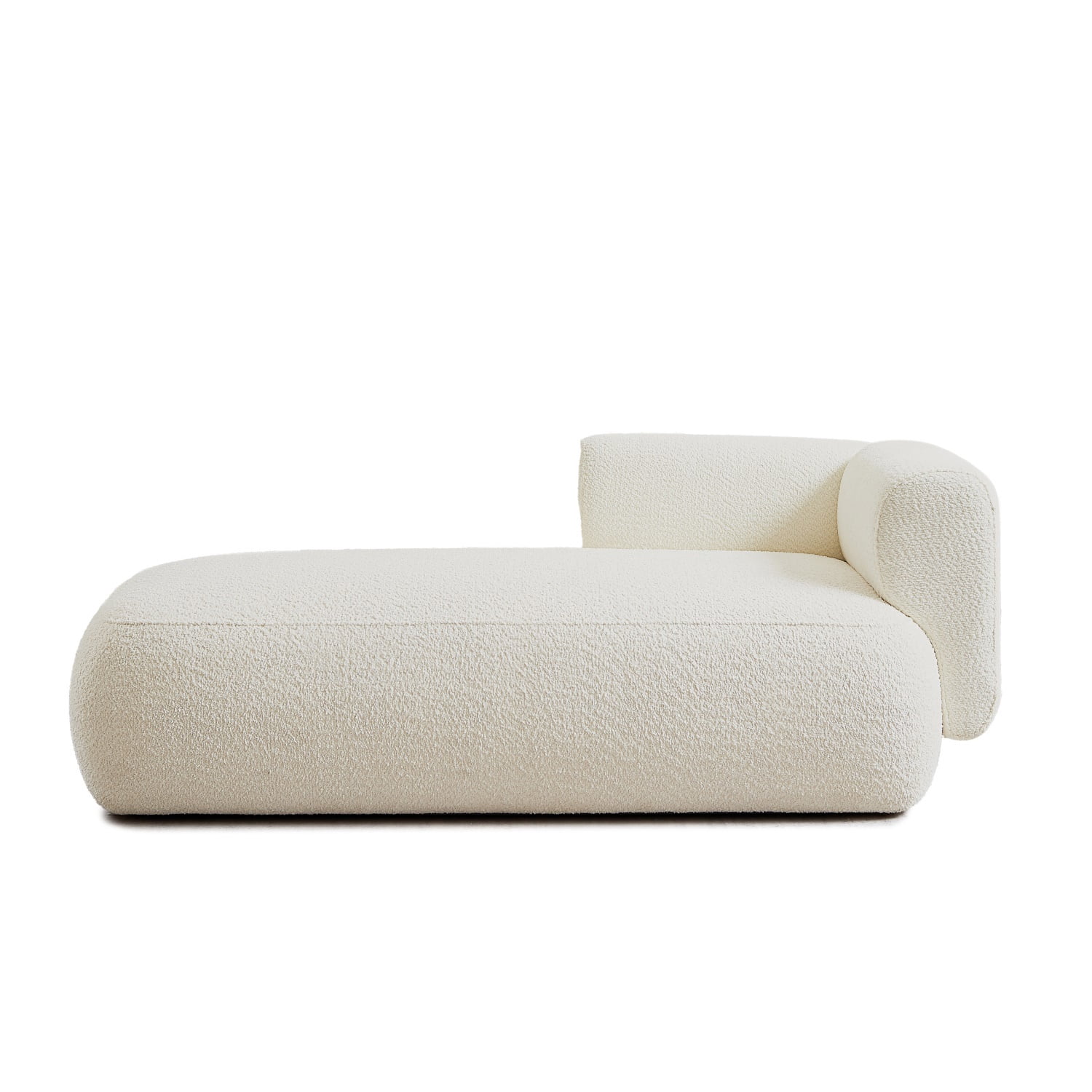 Hommoo 64" Boucle Upholstered Chaise Lounge Chair, Modern Tufted Leisure Sofa Chaise Sofa for Living Room, with Right Arm, Cream