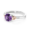 thumbnail image 4 of Gem Stone King 925 Silver and 10K Rose Gold Purple Amethyst and Diamond Engagement Ring for Women (1.20 Cttw, Gemstone Birthstone, Size 9), 4 of 6