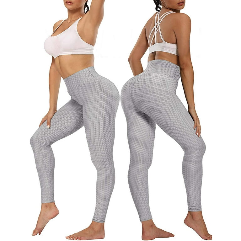 COMFREE Women's High Waisted Yoga Pants Tummy Control Anti Cellulite Ruched  Butt Lifting Scrunch Booty Leggings Workout Running Textured Tights 