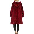 thumbnail image 2 of Sherpa Blanket Hoodie for Women Oversized Wearable Sweatshirt Super Warm Giant Pocket Cozy Sleepwear Set 2026 Red, 2 of 6