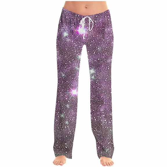 PiGOGI Women's Wide Leg Sweatpants High Waisted Loose Fit Casual Workout Pants Yoga Lounge Pants Purple XL