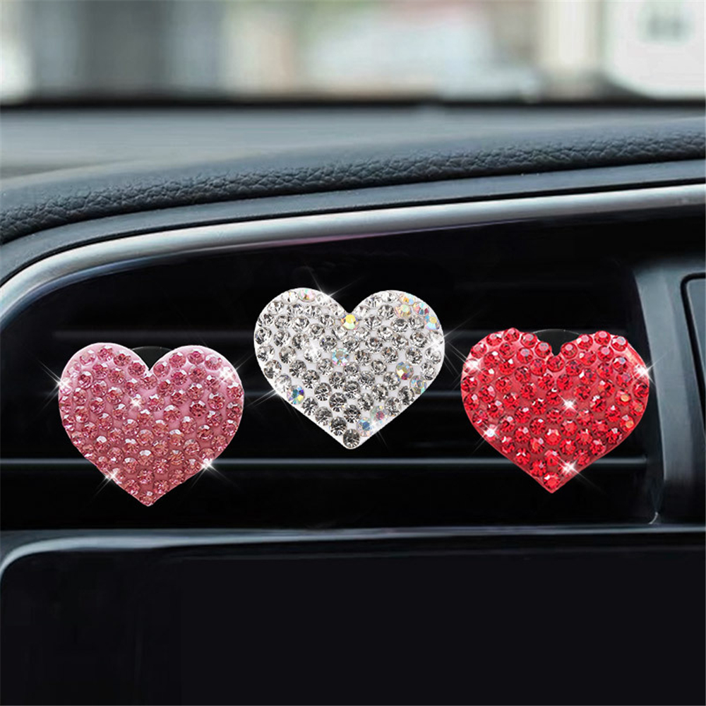 8-Piece Bling Car Air Vent Clips - Crystal Rhinestone Flower & Bow Decor For SUV, Sedan, Truck